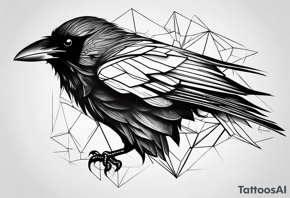 minimalistic stroke of a crow tattoo idea