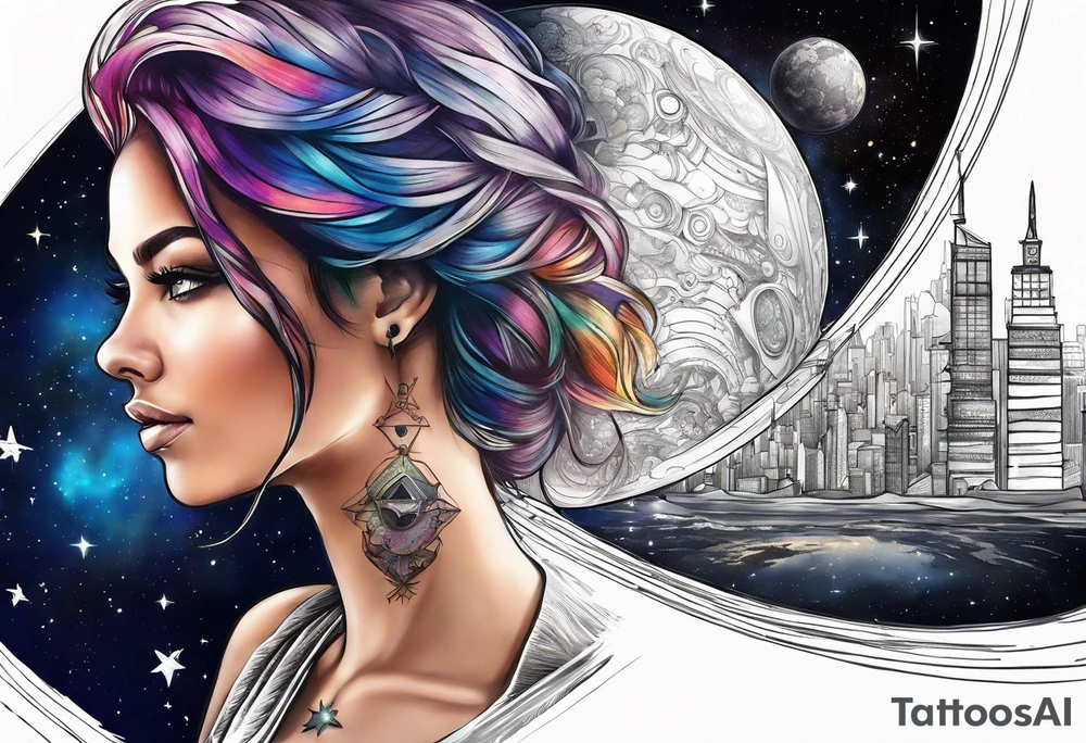 Space, city, planet. tattoo idea
