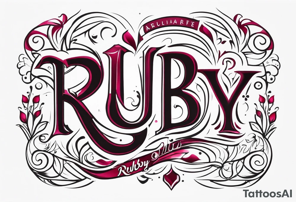 Generate a pretty tattoo with the name of: Ruby tattoo idea