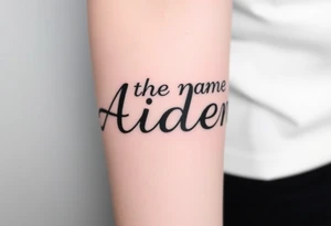 The name Aiden chunky
 and bold font tattoo idea