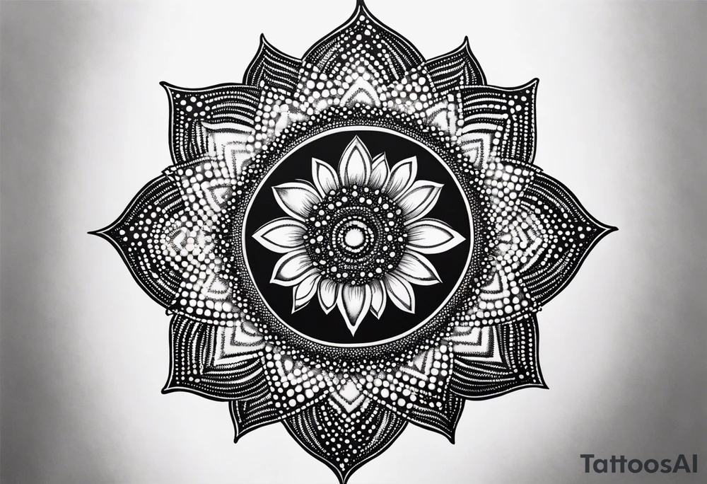 A feminin minimalist mandala with simple dit chain tattoo idea