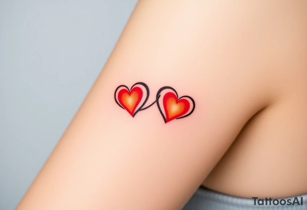 A fiery infinity symbol with a glowing red hearts tattoo idea