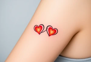 A fiery infinity symbol with a glowing red hearts tattoo idea