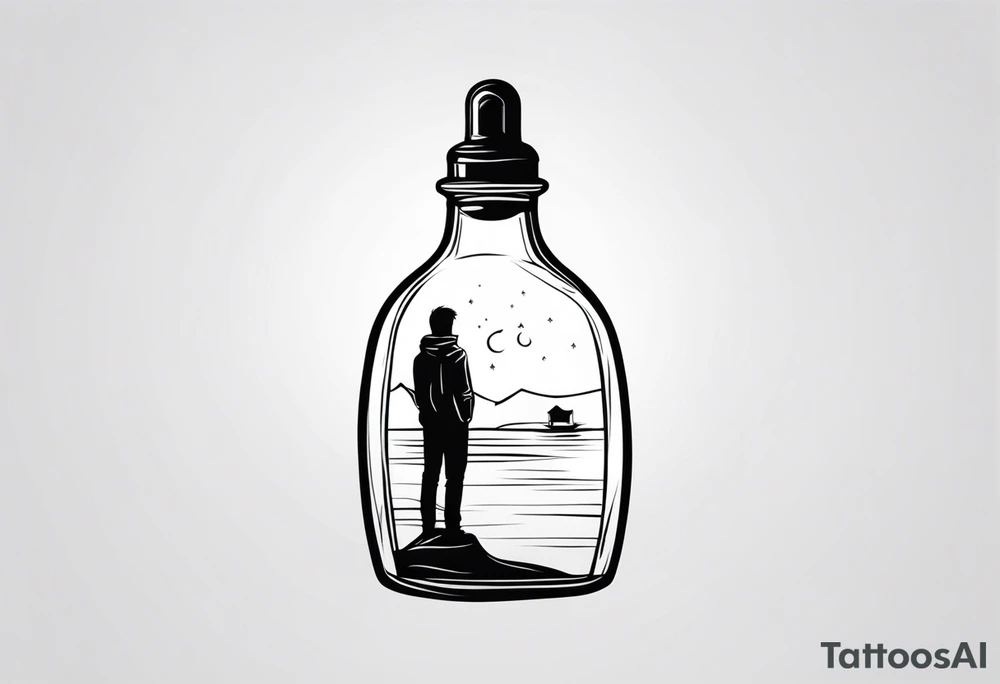 PERSON IN BOTTLE tattoo idea