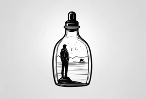 PERSON IN BOTTLE tattoo idea