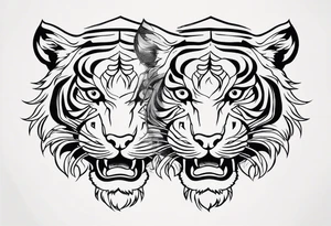 two thai tiger bodies vertical tattoo idea