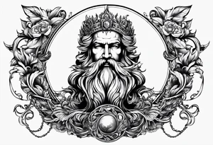 Poseidon hält rosenkranz un den händen tattoo idea