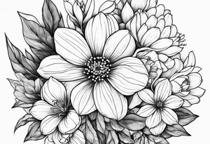 small may birth flower, december birth flower and july birth flower cluster tattoo idea