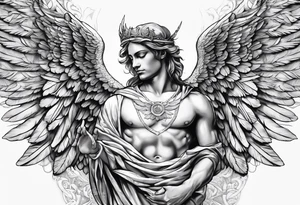 Micheal the arc angel extending hands tattoo idea