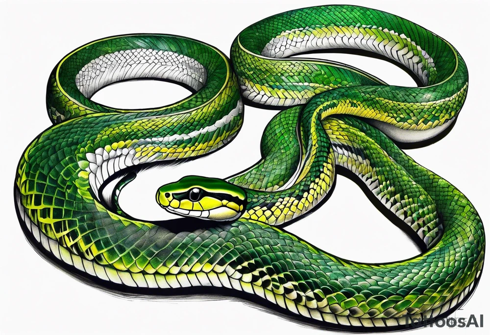 South American green racer snake tattoo idea