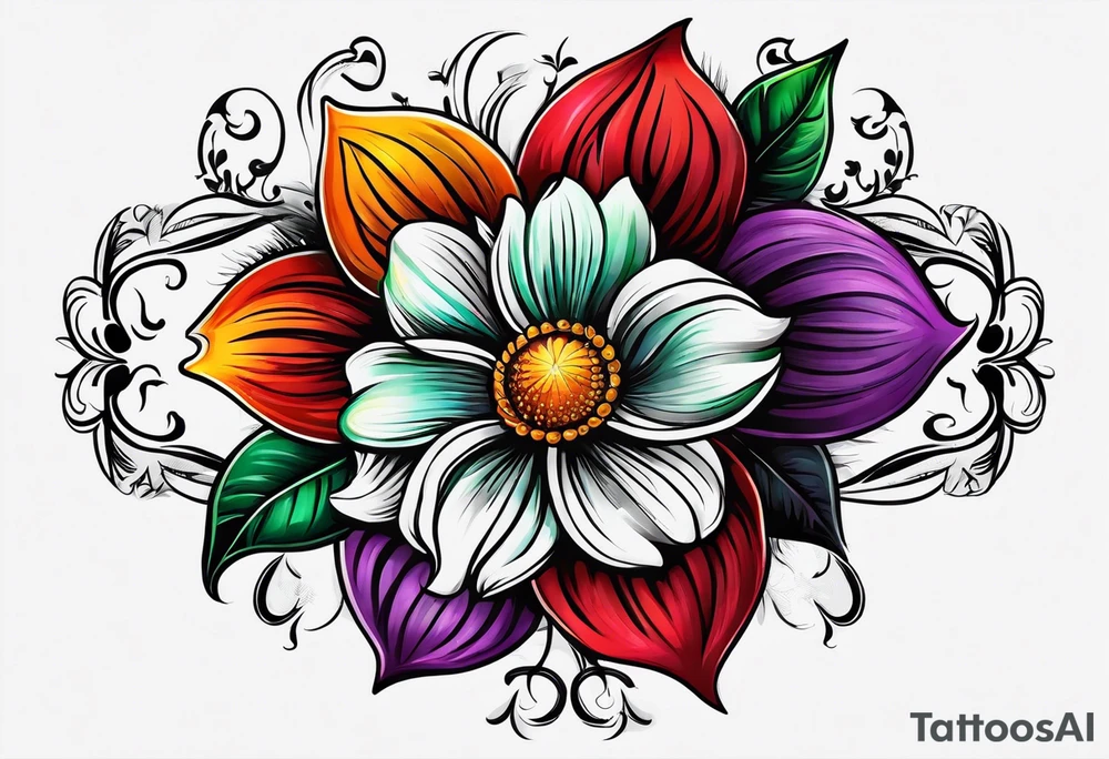 Flower logo with the word ALCADON tattoo idea