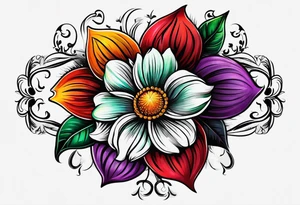 Flower logo with the word ALCADON tattoo idea