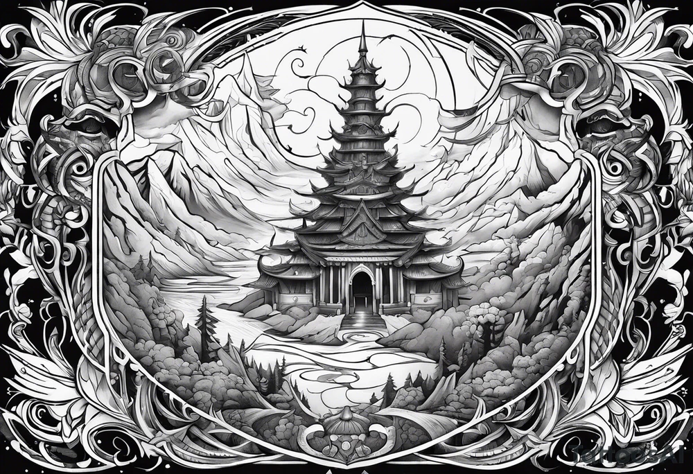 Valhalla mythological tattoo idea