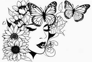 sunflowers with butterflies tattoo idea