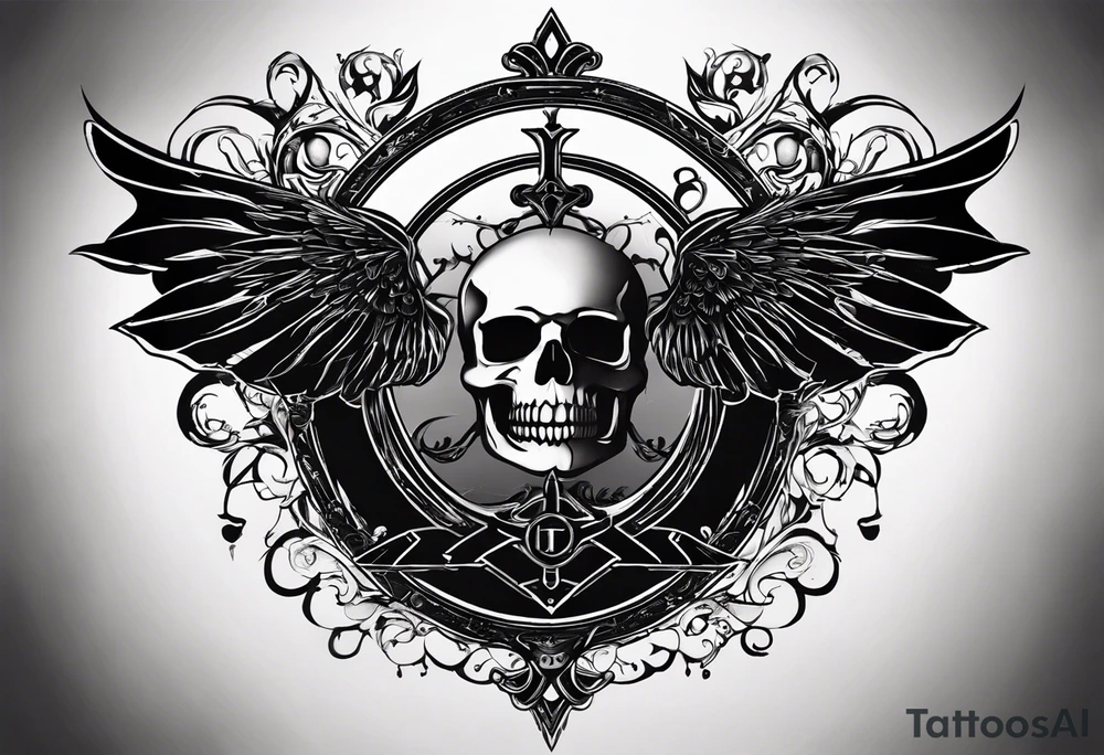 I need a tattoo design that prominently features the letter I & letter X while incorporating dark gothic 
elements. tattoo idea