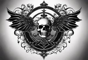 I need a tattoo design that prominently features the letter I & letter X while incorporating dark gothic 
elements. tattoo idea
