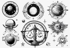 Astronomy, planet, zodiac, libra tattoo idea