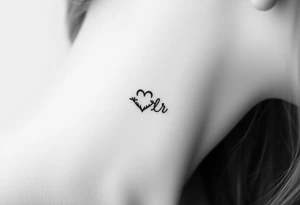 kiss mark tattooed on the neck with the initials lrs beside it tattoo idea