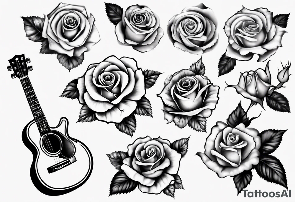 music, roses tattoo idea