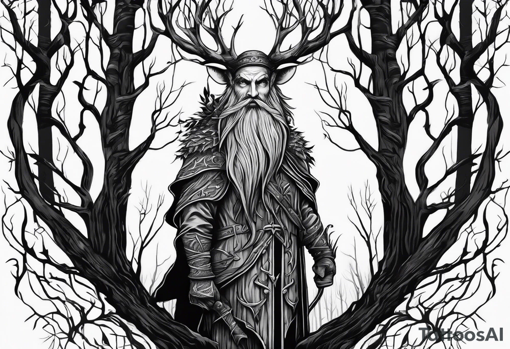 Leshy creepy tall as a tree birches tattoo idea