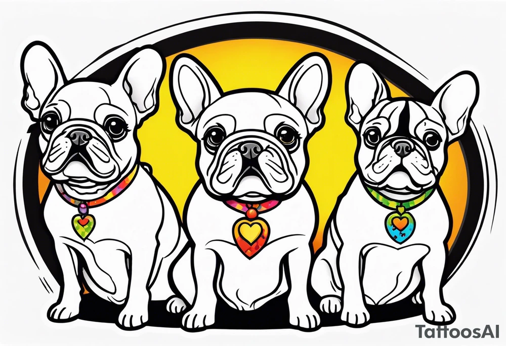 three French bulldogs tattoo idea