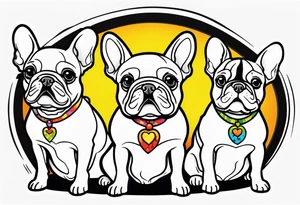 three French bulldogs tattoo idea