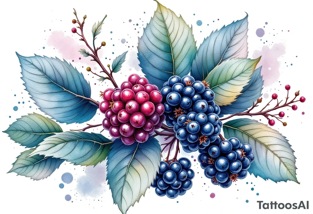 American traditional style Blackberry branch tattoo idea