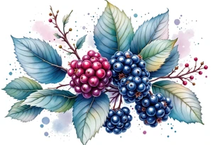 American traditional style Blackberry branch tattoo idea