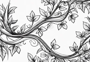 thin vines with leaves in a straight line tattoo idea