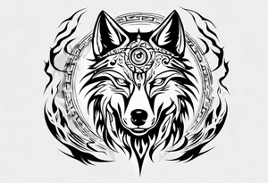 wolf with flaming eyes tattoo idea