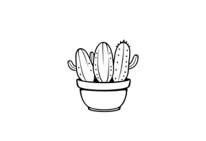 4 cute cacti in a pot tattoo idea