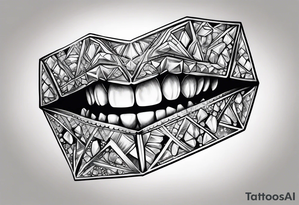 Teeth biting diamonds tattoo idea