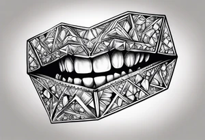 Teeth biting diamonds tattoo idea