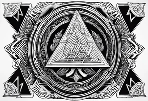 Valhalla sword shield stairs axe Valknut tattoo idea