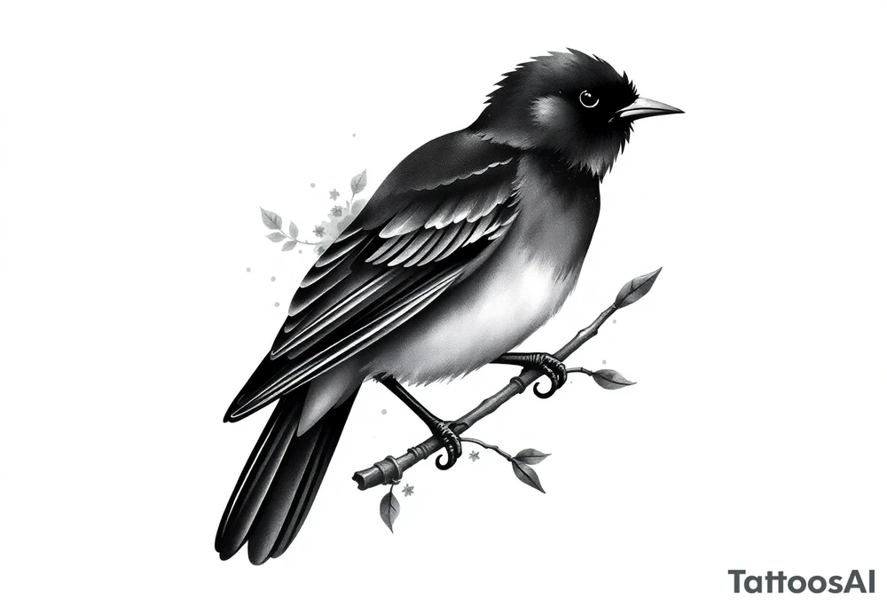 Male European Blackbird on a branch tattoo idea tattoo idea
