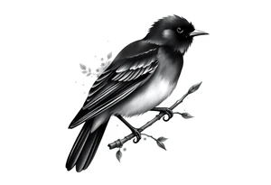 Male European Blackbird on a branch tattoo idea tattoo idea