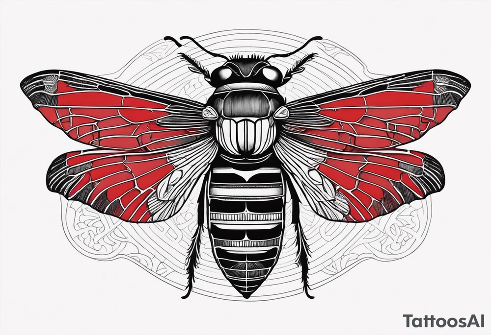 cicada on top of red background tattoo idea