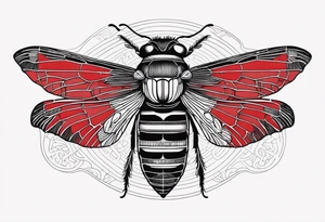cicada on top of red background tattoo idea