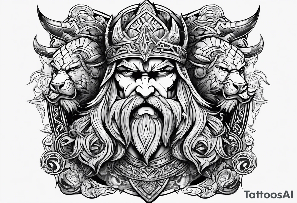 norse gods fighting tattoo idea