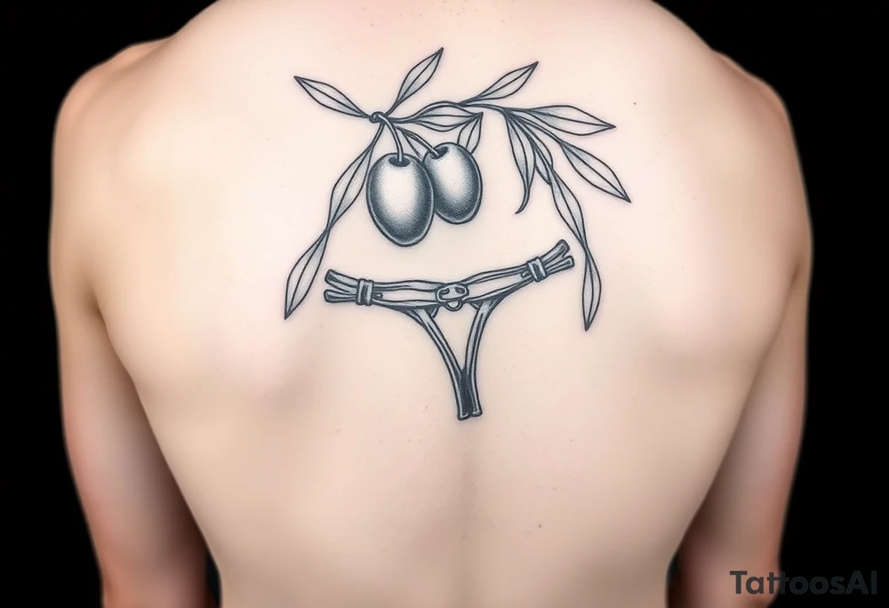 An olive wearing a thong tattoo idea