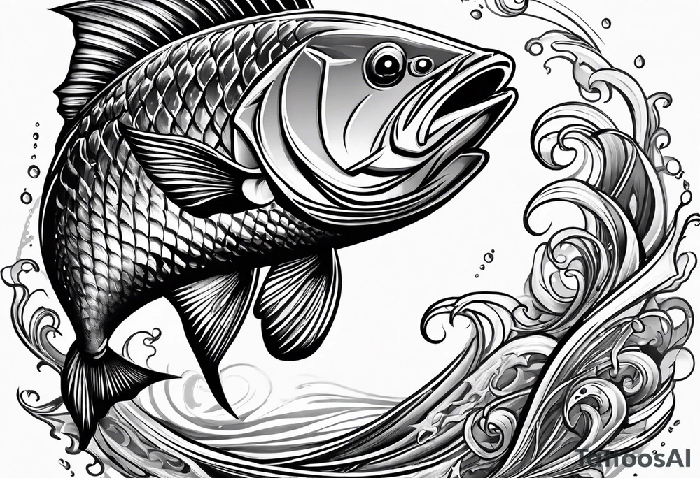 muscular
posideon fighting a sport fish with a trident tattoo idea