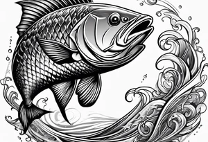 muscular
posideon fighting a sport fish with a trident tattoo idea