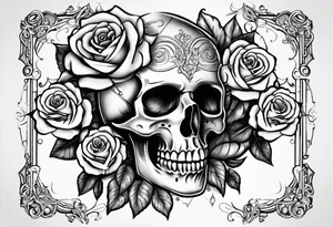 Hispanic/ Latin  woman  with half skull,  roses, loving heART, strength,  cancer zodiac , time heals all tattoo idea