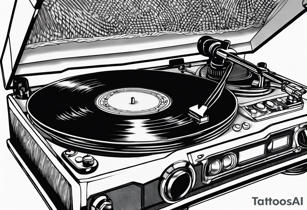 Recordplayer minimalistic in 2D tattoo idea