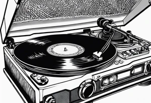 Recordplayer minimalistic in 2D tattoo idea