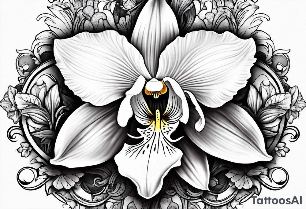 Orquídea olho de boca com flores da primavera tattoo idea