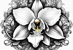Orquídea olho de boca com flores da primavera tattoo idea