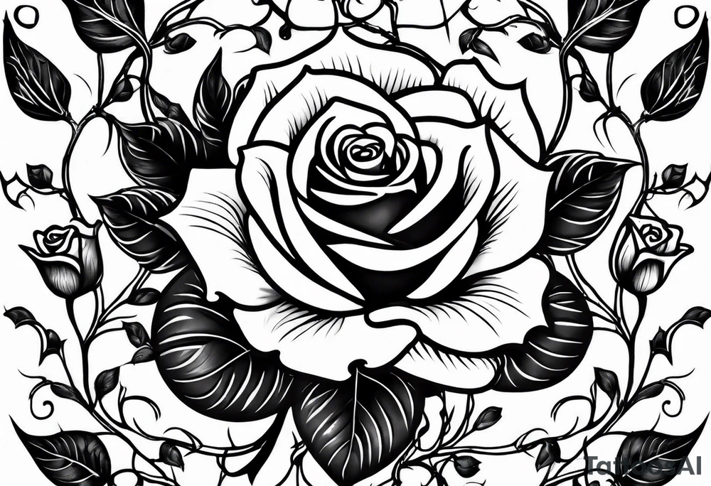thorny vines with rose petals tattoo idea