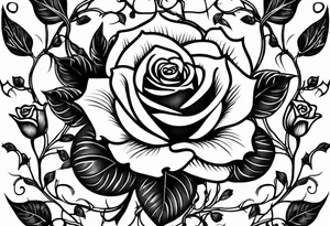 thorny vines with rose petals tattoo idea