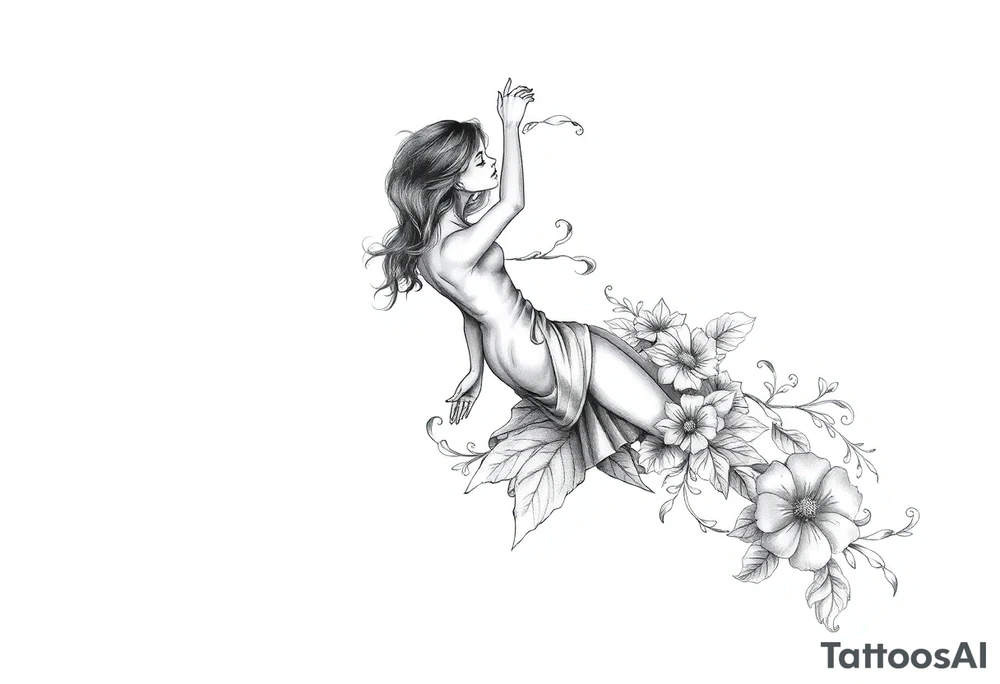 Girl falling and transitioning to standing. Surreal. Large hand helps her up tattoo idea